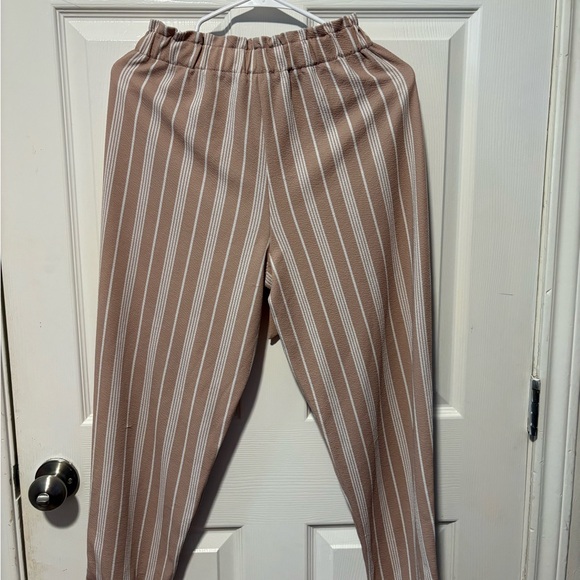 Striped Tan Women's Pantsuit - Picture 2 of 3